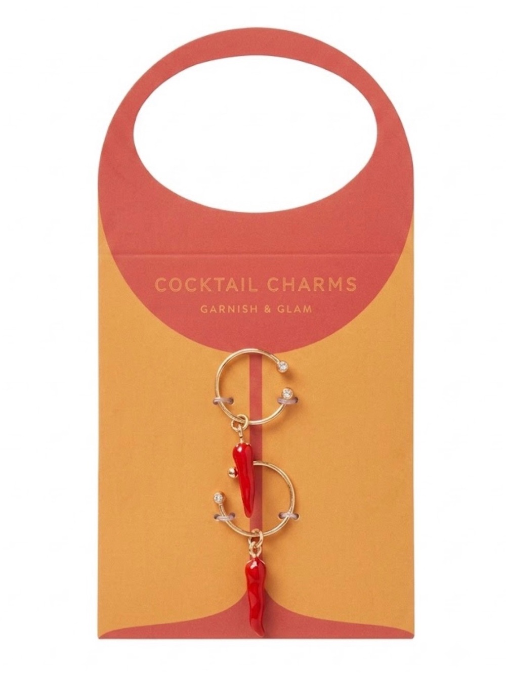 Anthropologie Red Chili Pepper Cocktail Charms Set of 2 Glass Identifiers